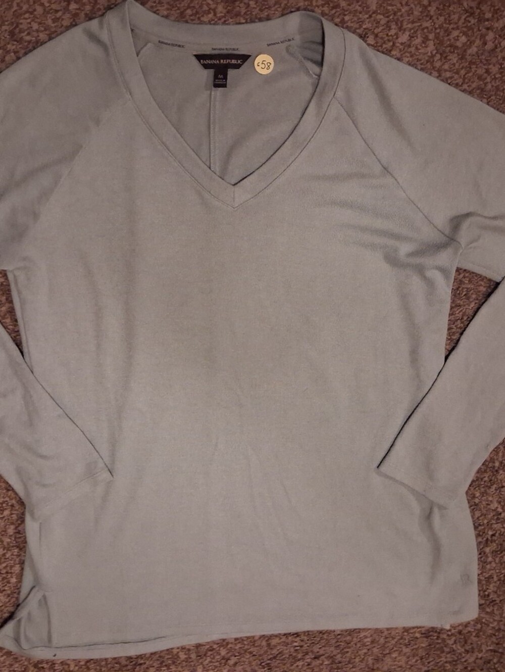 Banana Republic Light Heather Gray V-Neck Knit Top